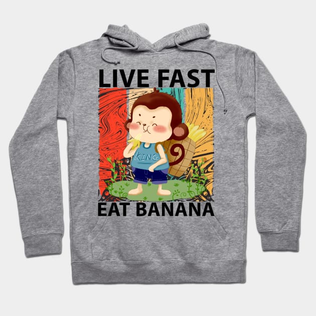 Live Fast Eat Banana Monkey Camping T-Shirt Hoodie by YousifAzeez